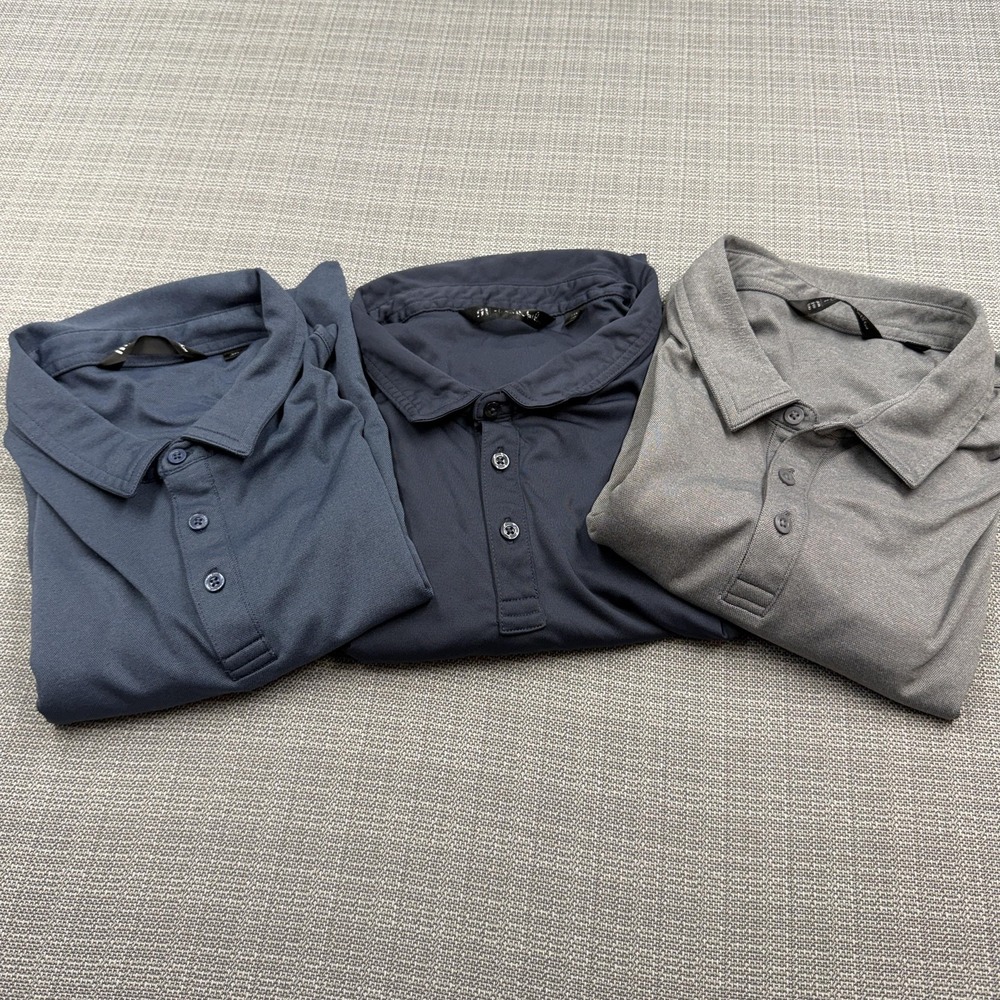 TravisMathew Men’s Polo Shirts - Navy, Dark Blue, Gray (3-Pack)